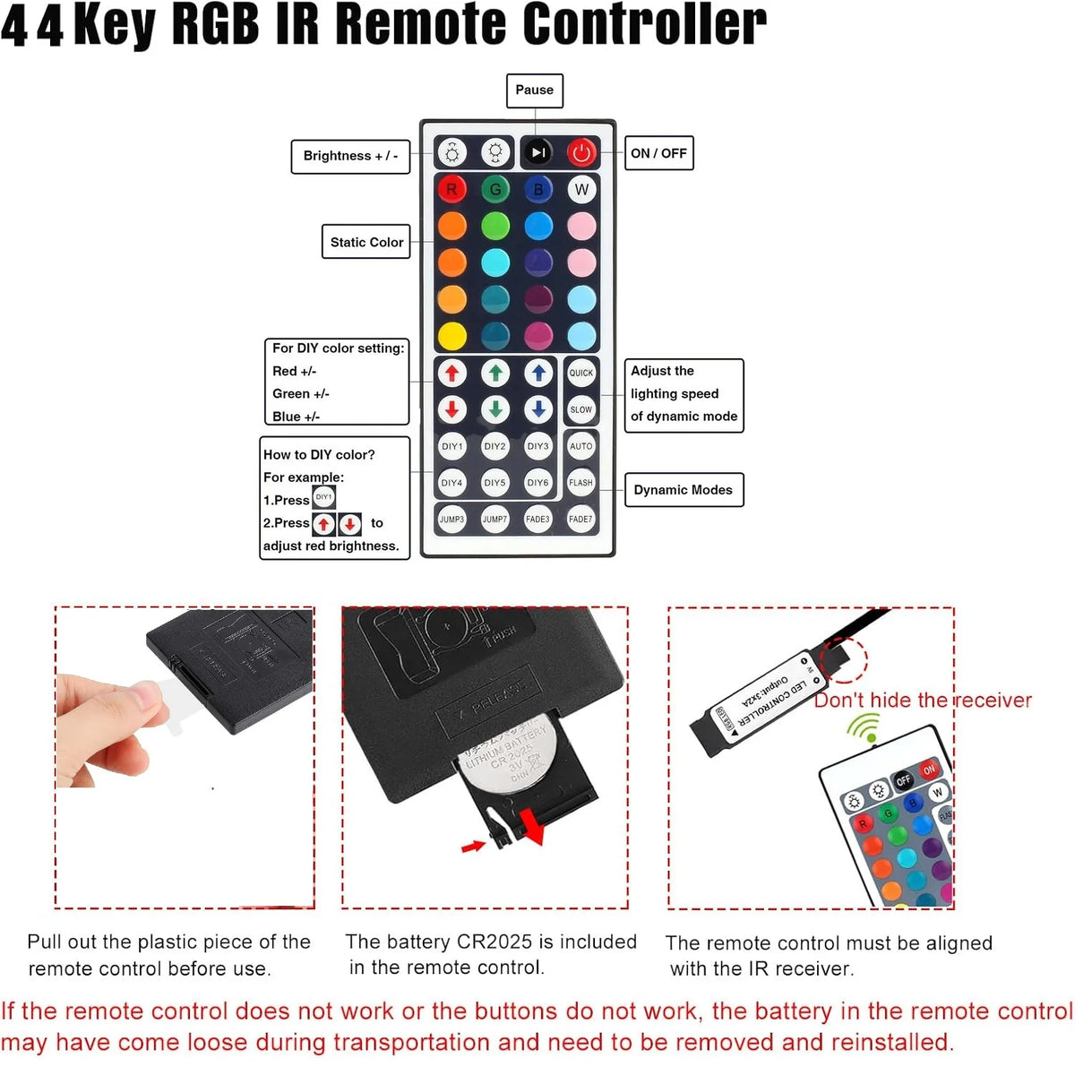 USB Led Strip Lights With 44-Key Infrared Remote Control