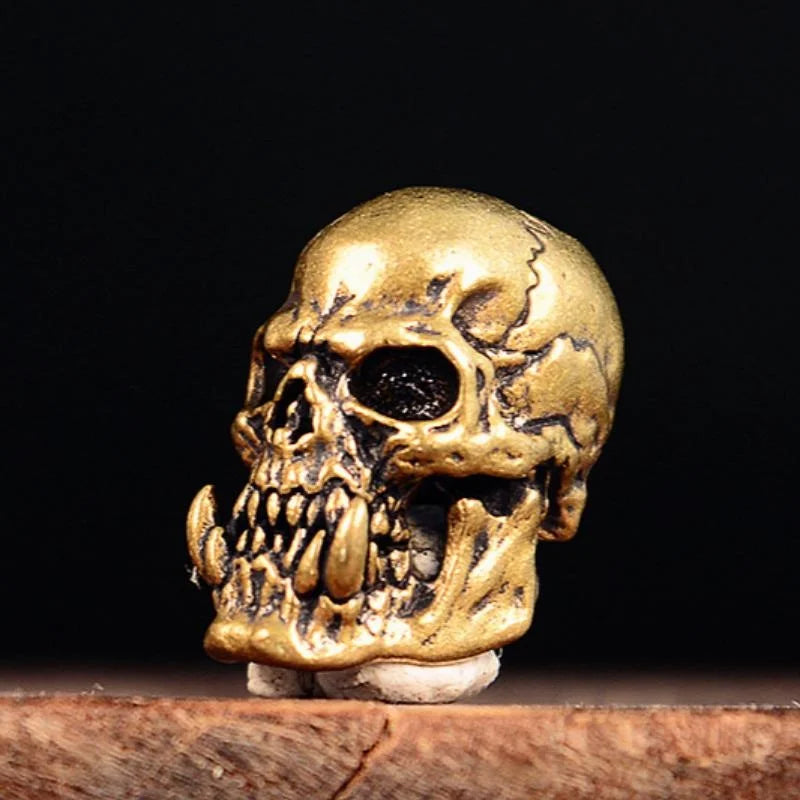 2Pcs Skull Head Brass Knife Bead Punk EDC Outdoor DIY Paracord Woven Lanyard Pendant Retro Accessories108