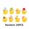 10/20/30PCS Mini Fluorescent Yellow Duck Ornament Miniature Figures Tiny Resin Handicraft Micro Landscape Dollhouse Decoration
