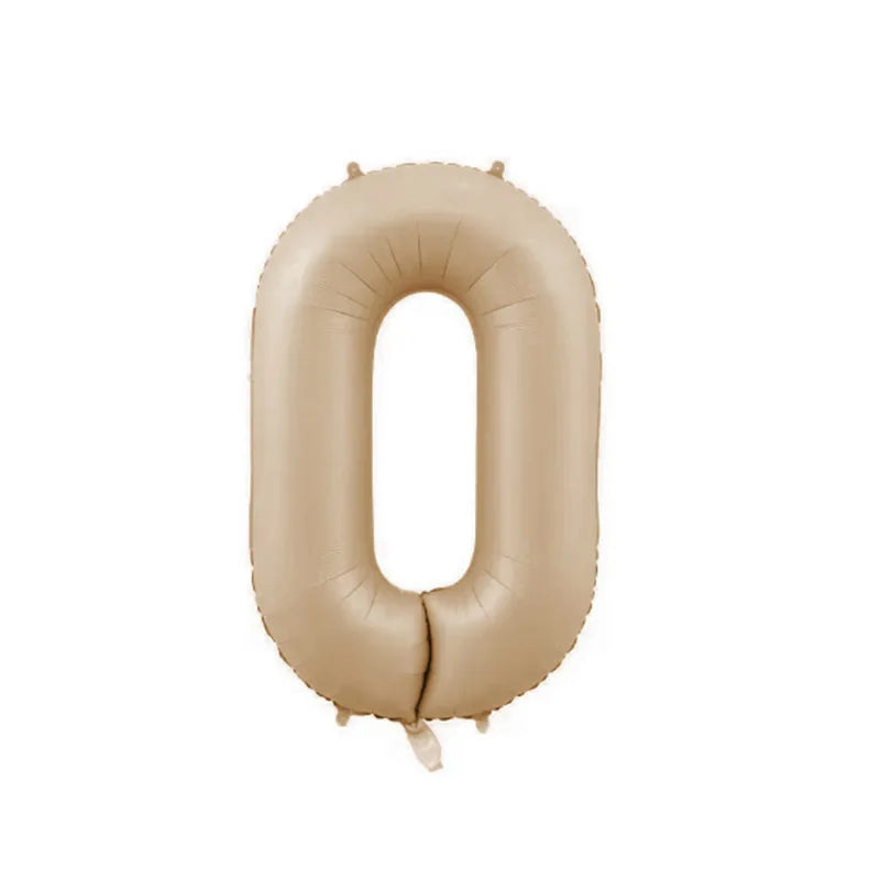 10/5/1Pc Brown Beige Cream 18inch Heart Balloons Cream Number Balloons 1 2 3 4 5 6 Birthday Number Foil Balloon Helium Air Globo