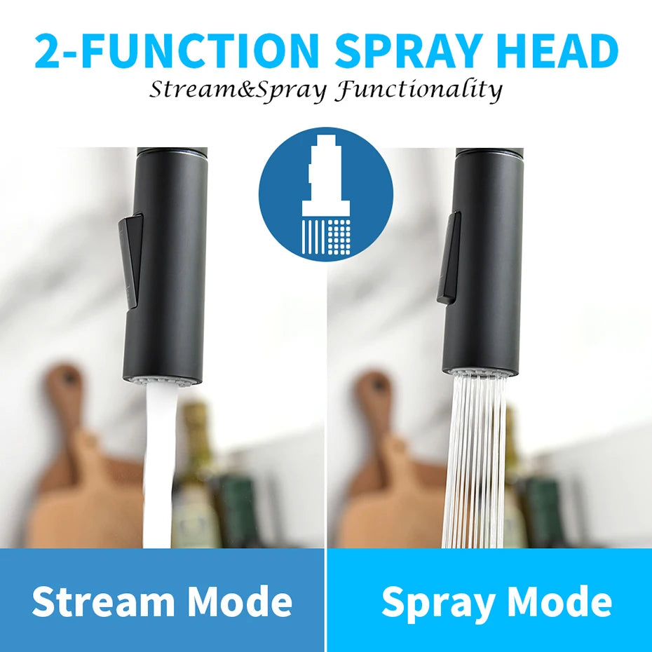 Brushed Nickel Kitchen Faucet Single Hole Pull Out Spout Kitchen Sink Mixer Tap Stream Sprayer Head Chrome/Black Mixer Tap866068