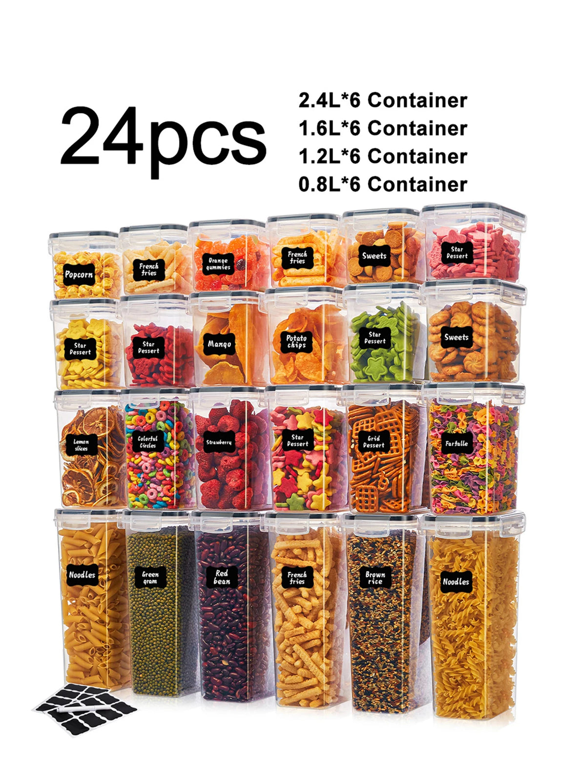 Airtight Food Storage Containers with Labels for Flour Grains