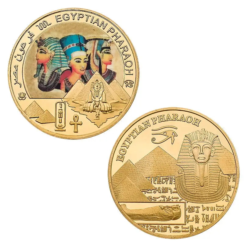 Egyptian Pharaoh Gold Plated Commemorative Coin Egypt Challenge Coin Art Craft Souvenir Business Gift for Collection Home Decor