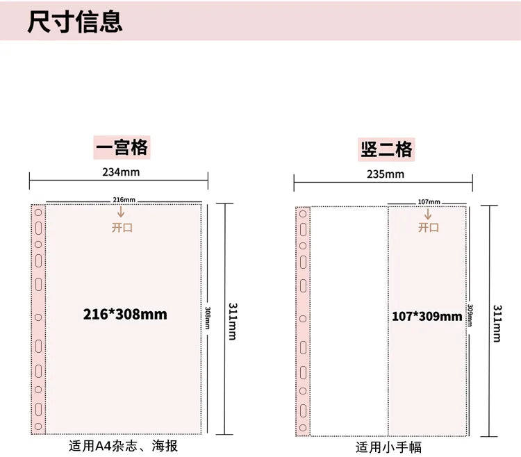 10Pcs A4 Double Sided Photo Sleeves Pages -Thick Clear Photo Album Inserts For Trading Cards, Postcards, Polaroids, Laser Ticket