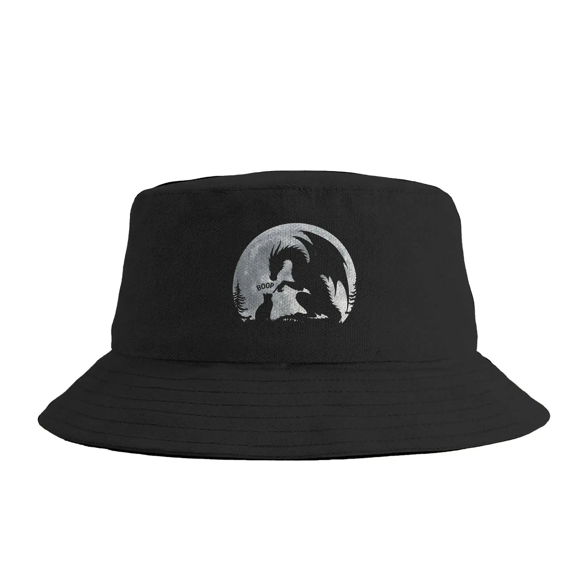 Dragon Boop Cat Under Full Moon Funny Cute Fantasy Night Bucket