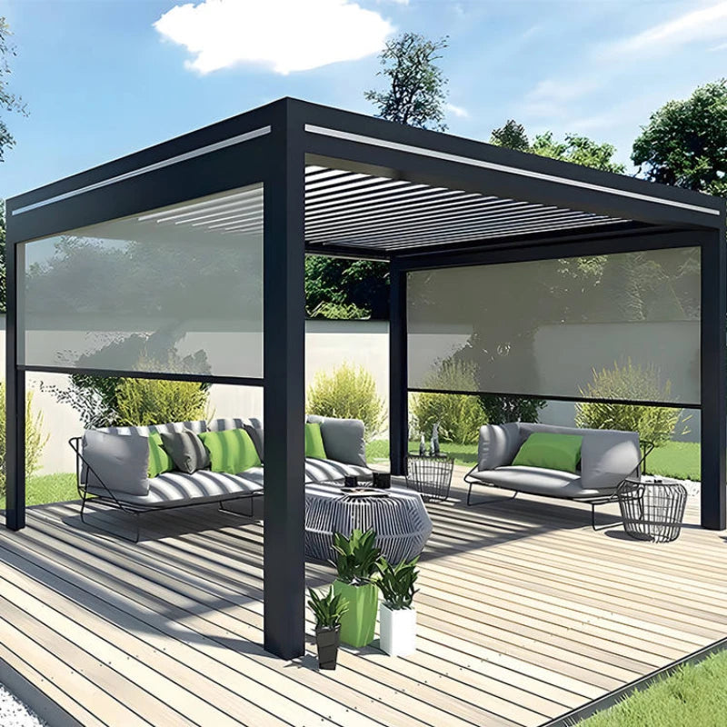 Outdoor Aluminum Pergola Gazebo – Adjustable Roof Pavilion for Garden or Terrace