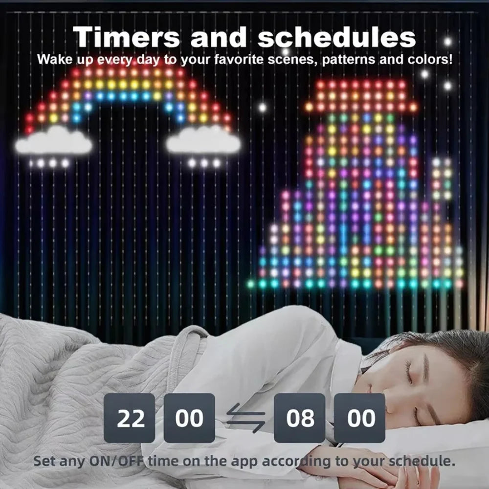 Smart Curtain Lights RGB Fairy Lights with Bluetooth App