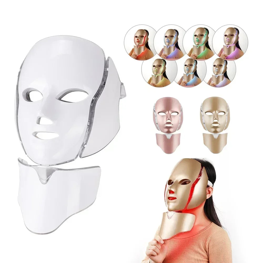 7 Colors Light LED Face Neck Beauty Mask Photon Red Light Facial