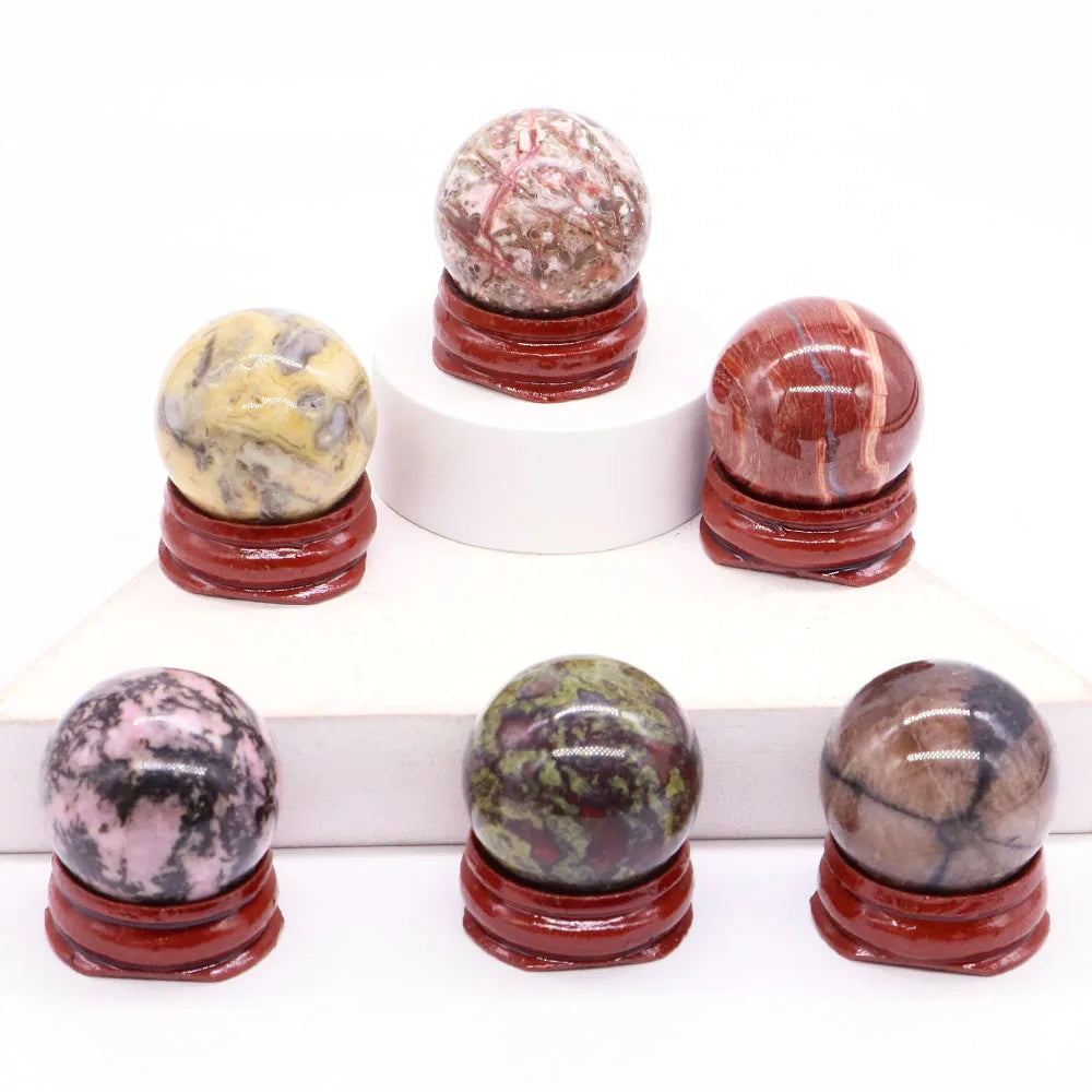 30MM Crystal Ball Natural Reiki Healing Quartz Stone Globe Energy Gemstone Fengshui Sphere Wicca Chakra Massage Home Decor Gifts
