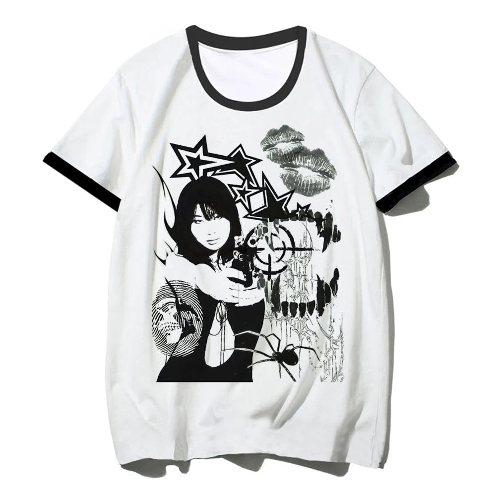 Y2k Tops top women funny Y2K Japanese Tee girl y2k clothing