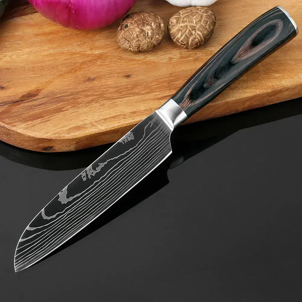 Professional Kitchen Knives Damascus Japanese Santoku Cleaver Slicing Knife Stainless Steel Boning Knife Butcher Cleaver Knife