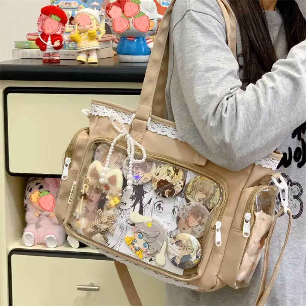 Y2K Cute Japanese Ita Shoulder Bag Lolita Girls Transparent Tote