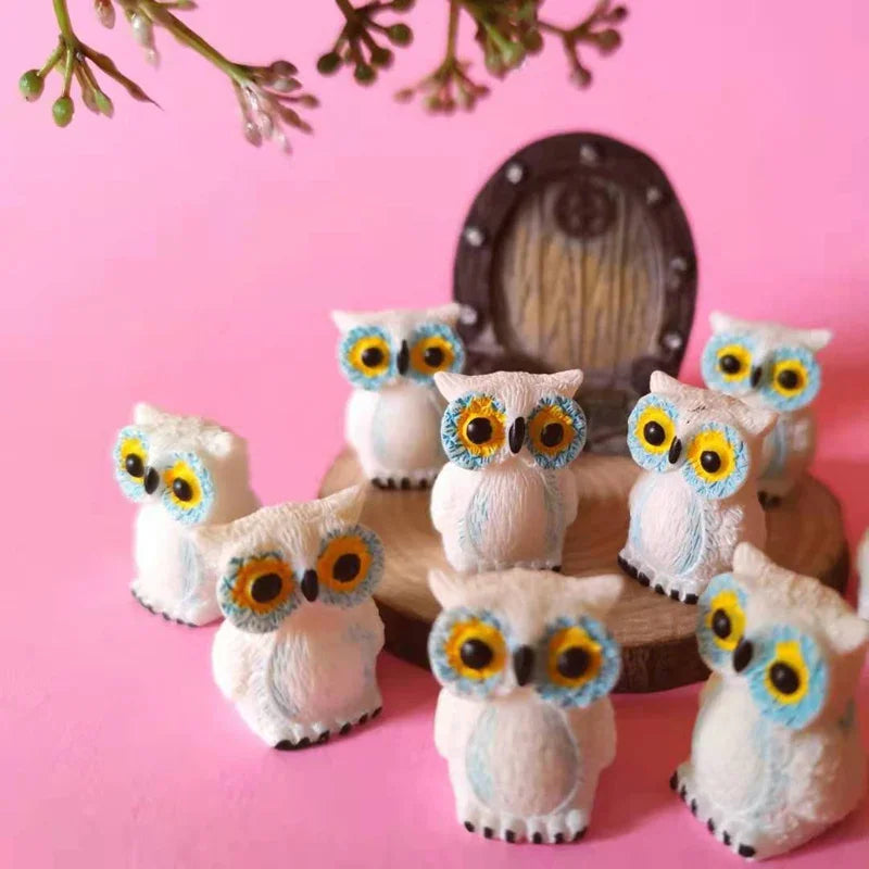 sale~10Pcs/owls/miniatures animals/lovely cute/fairy garden gnome/moss terrarium decor/crafts/bonsai/figurine/diy supplies