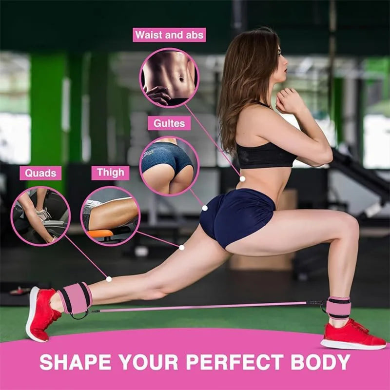 Ankle Resistance Bands with Secure Hold Slip-Proof Cuffs
