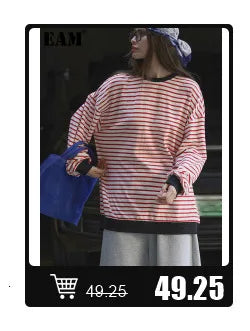 [EAM] Loose Fit black irregular Sweatshirt New Round Neck Long Sleeve Women Big Size Fashion Tide Spring Autumn 2026 1DF0420