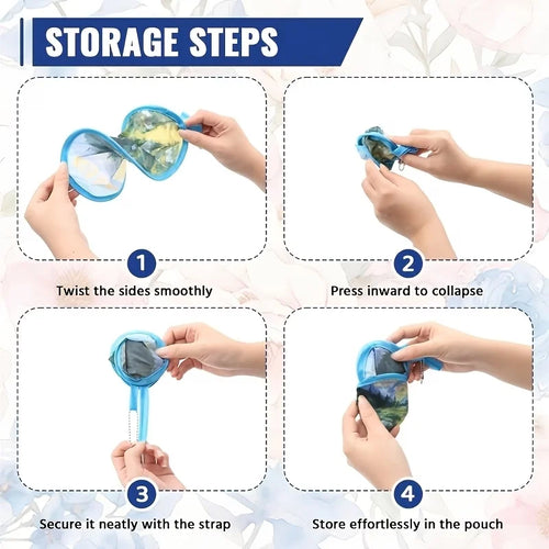 1pc Summer handheld folding fan, suitable for both men and women, round foldable hand fan, suitable for summer travel, outdoor s