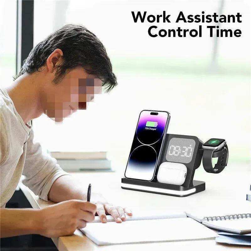 6 In 1 Wireless Charger Stand For iPhone Samsung S23 S22 Ultra Note Fold Galaxy Watch 5 4 Active Buds Fast Charging Dock Station