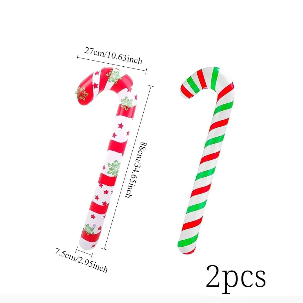 2PCS Inflatable Christmas Candy Cane Stick Balloons Merry  Decorations For Home Xmas Navidad Natal Gifts New Year