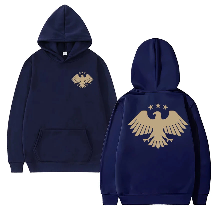 Autumn Winter Men women harajuku black Sweatshirt Eagle of Syria Double Sided Graphic Hoodie Unisex Fleece Long sleeve pullovers