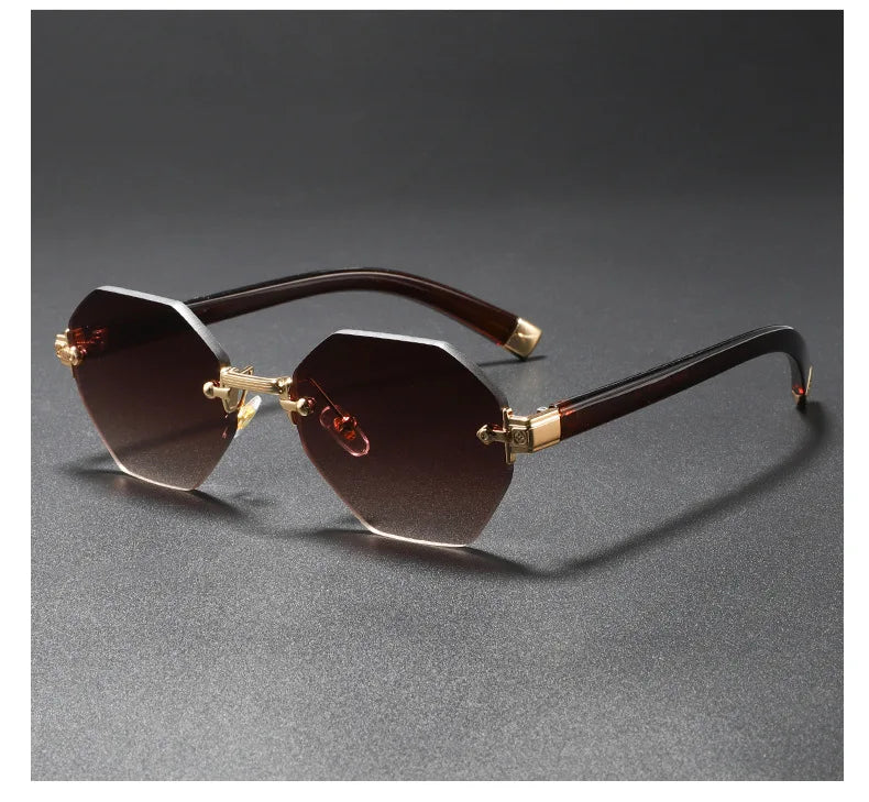 2025New Man Woman Rimless sunnies Gradient UV400 Fashion Trend Fashion Show Sun Glasses