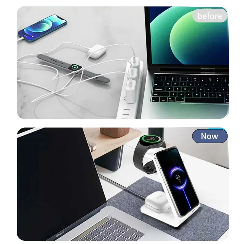 3 in 1 30W Travel Wireless Charger For Samsung Galaxy S23 S22 Watch 6 pro/5/4/3 Active 1 2 Buds Pro Plus Fast Charging Station