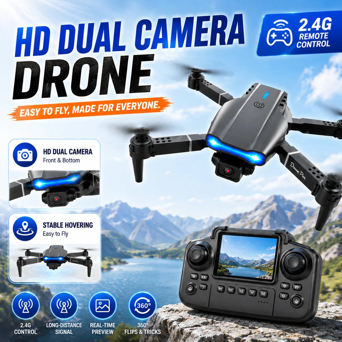 RC Quadcopter Brushless Motor One Key Takeoff Landing Return