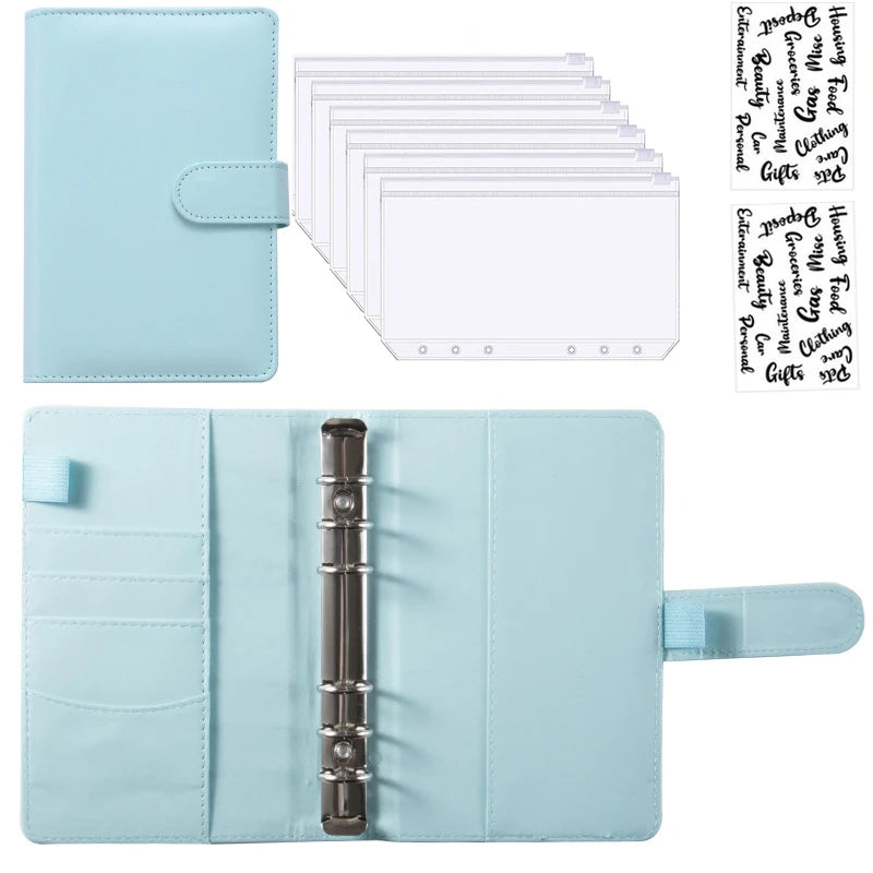 A6 PU Leather Budget Binder Notebook Cash Envelopes System