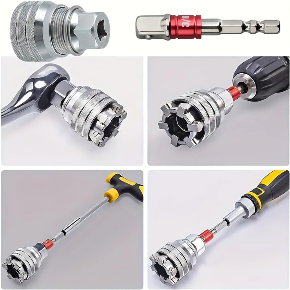 10~19mm,Universal Adjustable Magic Socket Wrench,with Rod,2pcs/set,Multifunctional Ratchet Sleeve Wrench,Repair