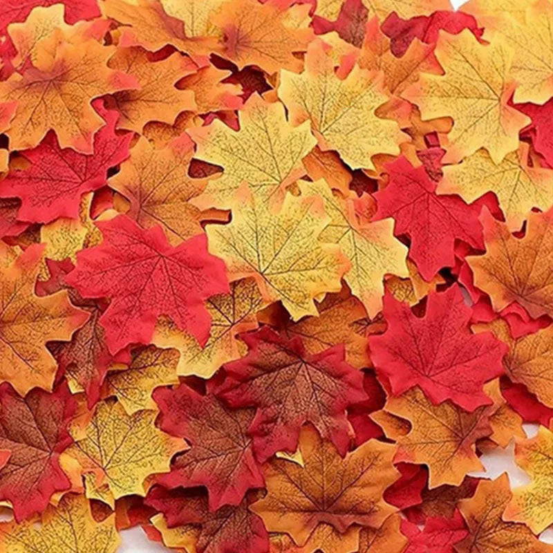 50/100/200Pcs Artificial Maple Leaves Autumn Silk Fall Leaf