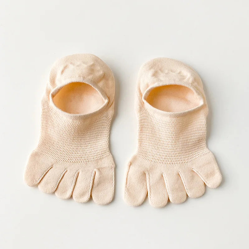 5 Pairs Summer Mesh Toe Socks Women Low Cut Toe Socks with Separate Fingers No-show Slipper Invisible Socks Five Finger