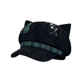 Cute Thin Brim Cat Ears Beret Hat Y2K Spice Girl Painter - Green