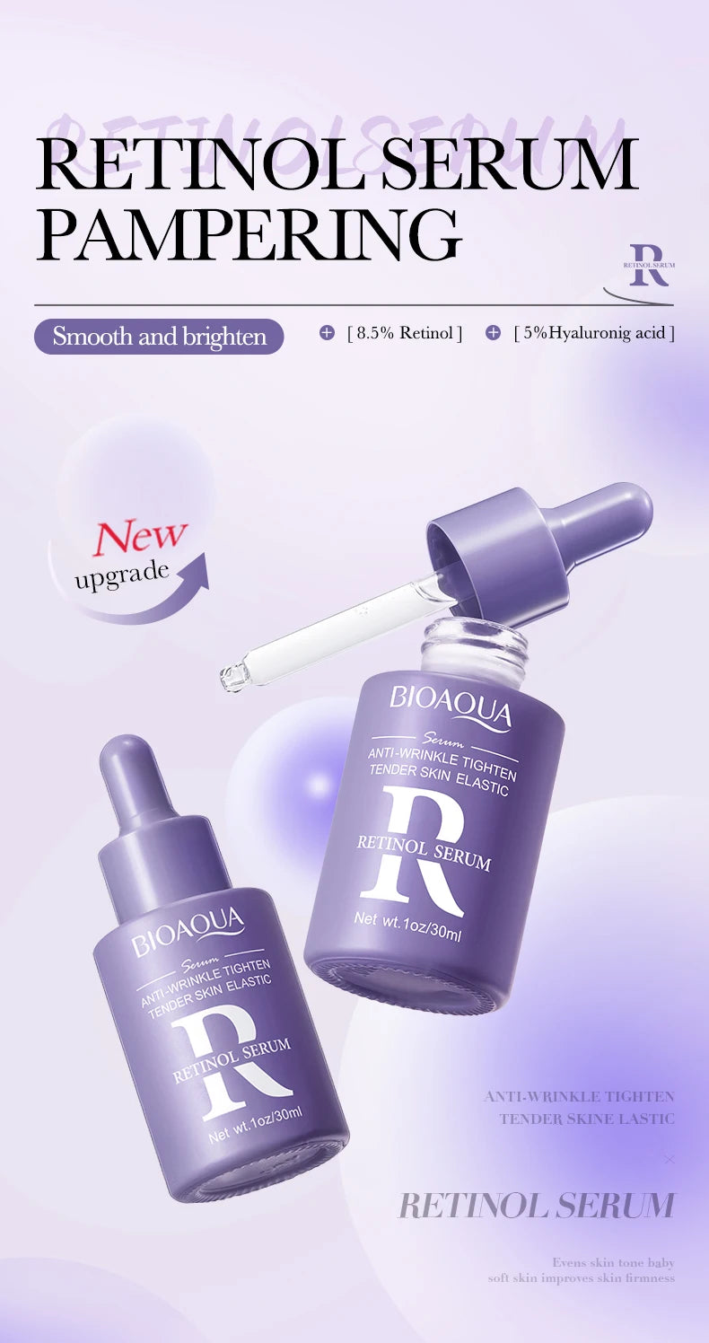 BIOAQUA Retinol Vitamin C Hyaluronic Acid Serum for Face Moisturizing Whitening Anti Wrinkles Facial Essence Face Skin Care