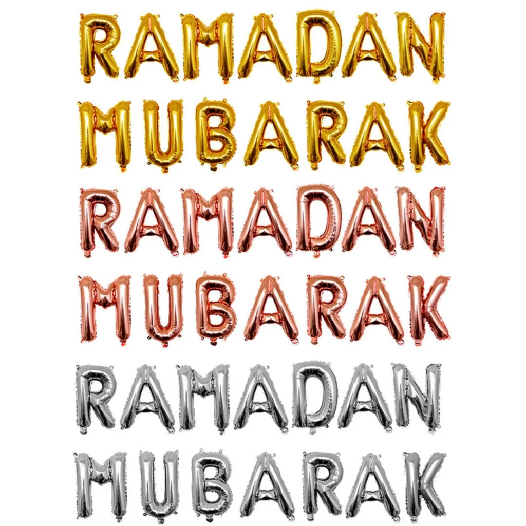 1set 16inch Umrah Mubarak Hang Letter Balloons Muslim Islamic Party Decorations Foil Ballon Ramadan Bunting Party Decorations