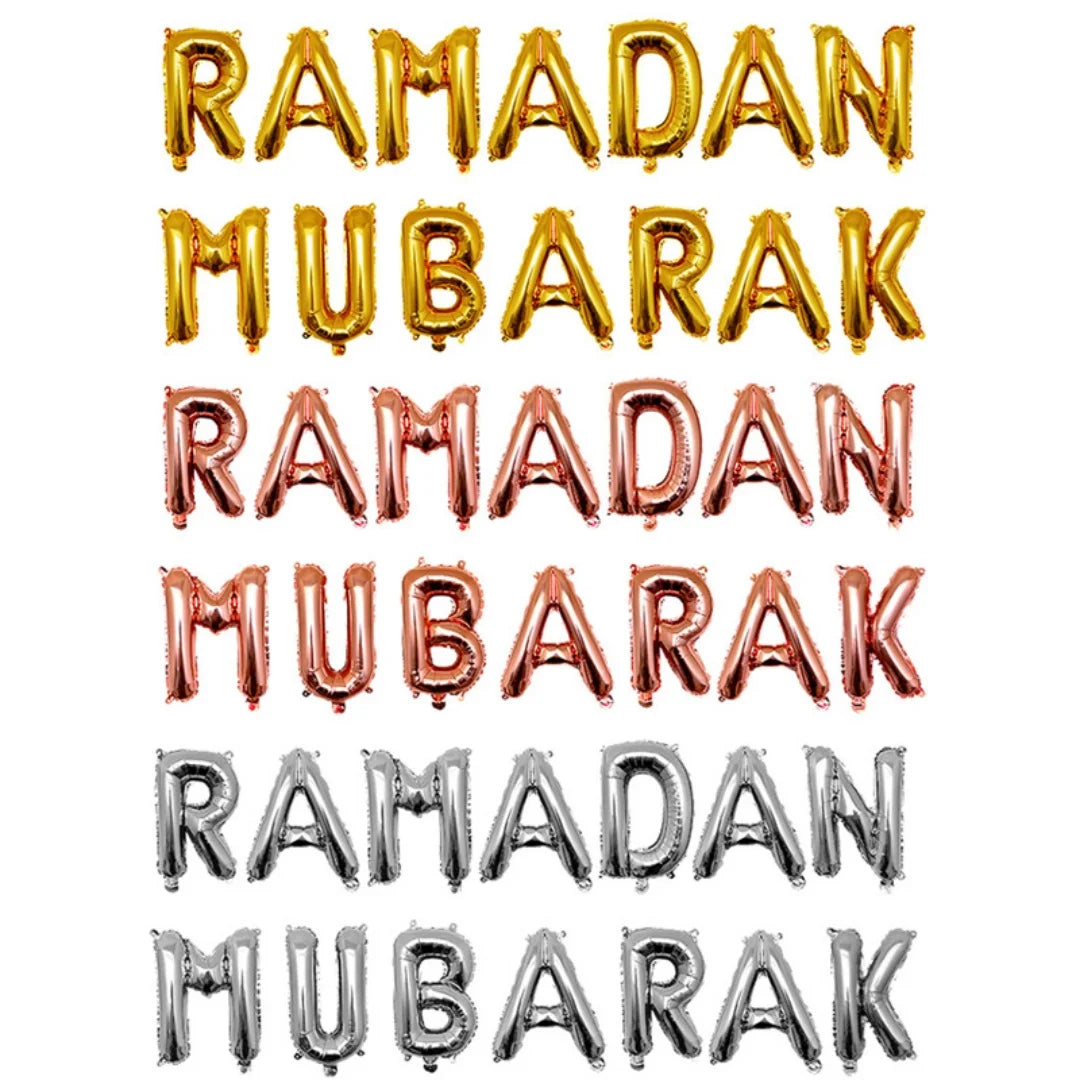 1set 16inch Umrah Mubarak Hang Letter Balloons Muslim Islamic Party Decorations Foil Ballon Ramadan Bunting Party Decorations