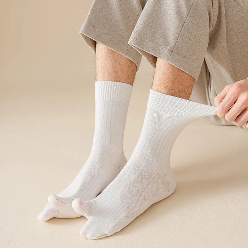 Men's 2 Toe Socks Flip Flop Sandal 2 Toe Middle Tube Socks Solid Color Striped Split Toe Socks Business Casual Cotton Socks