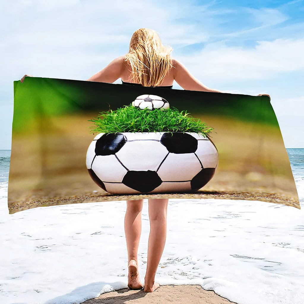 Football Beach Towel Soccer Bath Towel Microfiber Ball Sports Shower Quick Dry Swimming Cover Camping Yoga Mat Bikini Cover Up