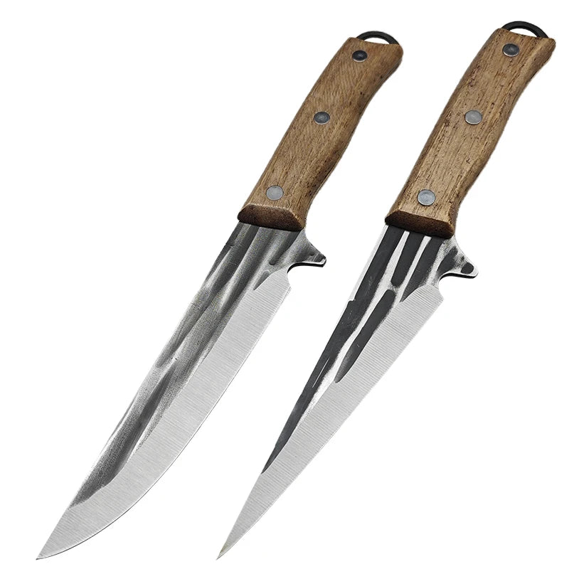 Stainless Steel Boning Knife Forged Kitchen Meat Cleaver Chef Knife Full Tang Butcher Knife Fish Knife with Wood Handle Tools