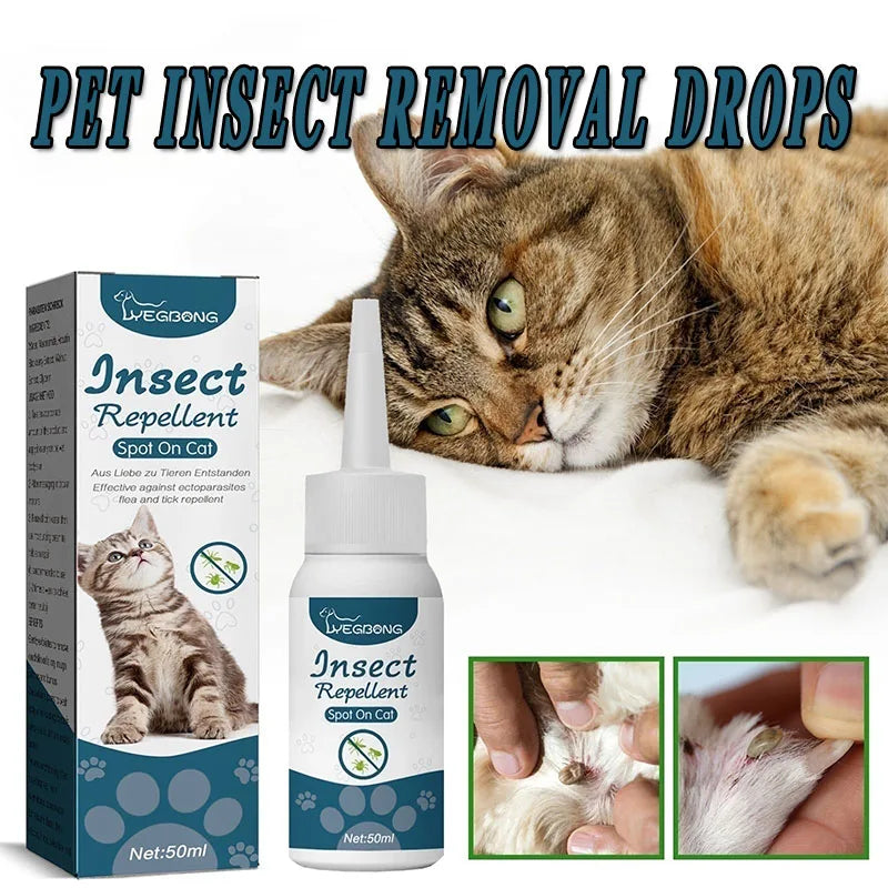 Pet Fleas Killer Drops Lice Mite Removal  Insect Repellent for Cats and Dogs, Skin Cleaning in Vitro Pet Anti Tick Drops Agent