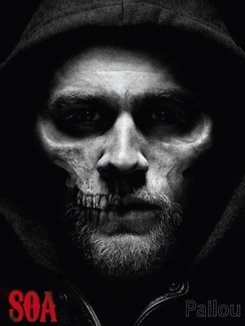 Son Of Anarchy 5D DIY Diamond Painting Full Round Drill Mosaic Death Skull Motorcycle Cross Stitch Handwork Home Decor