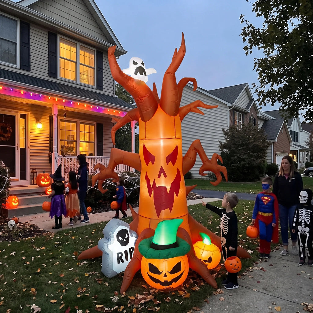 8ft 240cm Giant Halloween Inflatable Spooky Tree With Ghost