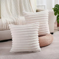 Artificial Rabbit Fur Square Cushion Cover Simple Stripe Super Soft Pillowcase 45x45 Cm Sofa Decorative Cushion Cover