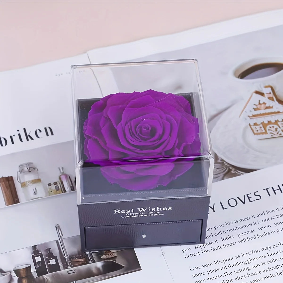 Luxury Soap Rose Gift Box with Purple Rose &amp;