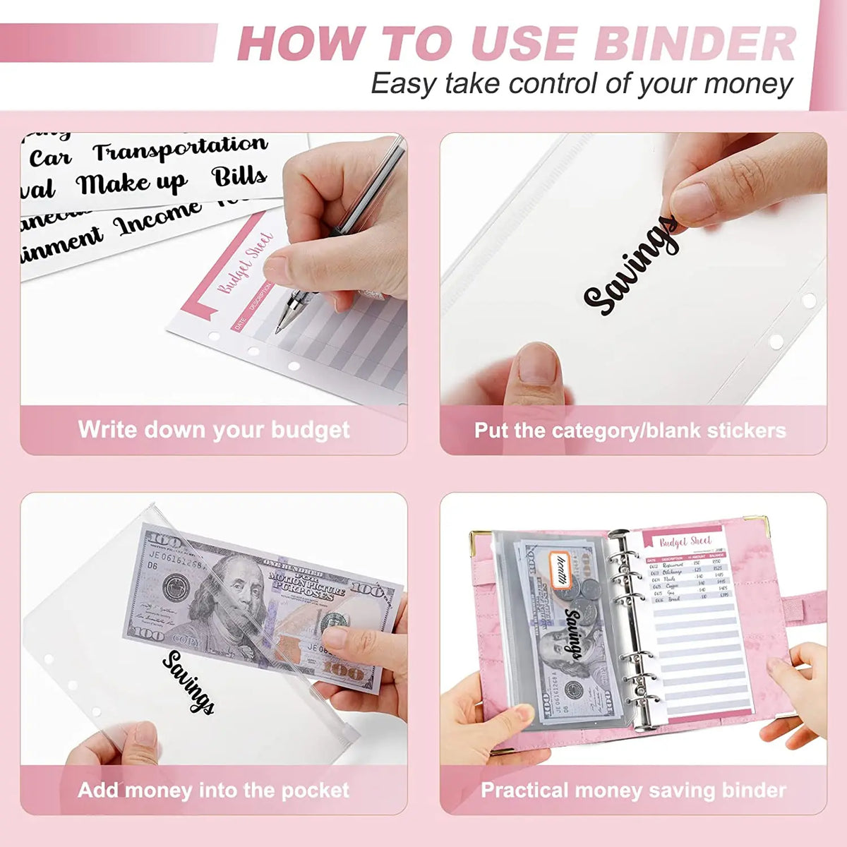 A6 Money Saving Organizer PU Leather Budget Binder Marble