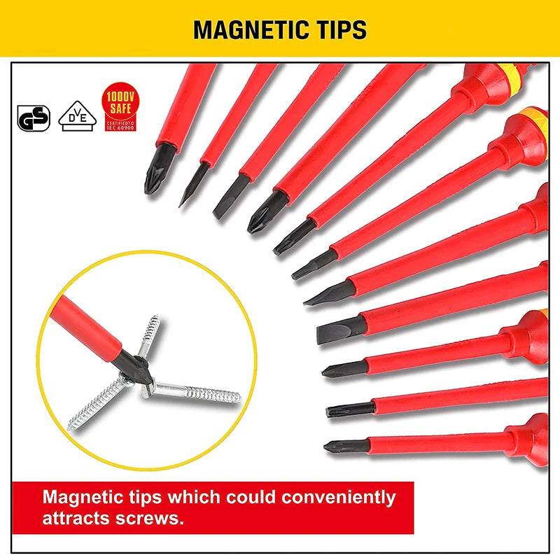 1000V VDE Insulated Screwdriver Electrician Repair Tool Kit Magnetic