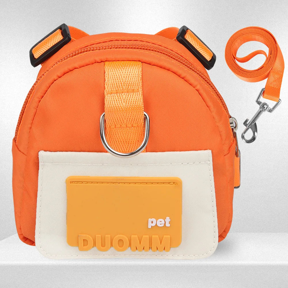 Cute Adjustable Pet Backpack with Harness Leashes Outdoor Travel Portable Dog Training Treat Pouch Pet Puppy Snack Storage Bags