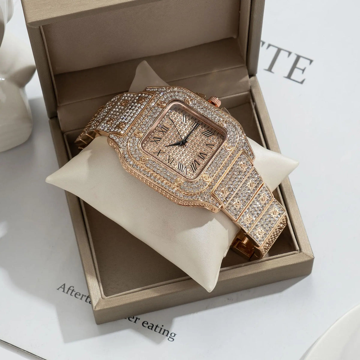 Men Watch Business Square Starry Sky Steel Belt Diamond