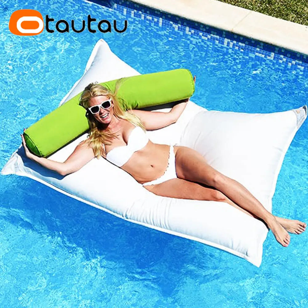 OTAUTAU Retangular Swimming Pool Floating Bean Bag Pouf Cover No Filler Waterproof Beach Pillow Sac Salon Sofa Bed Chaise Lounge