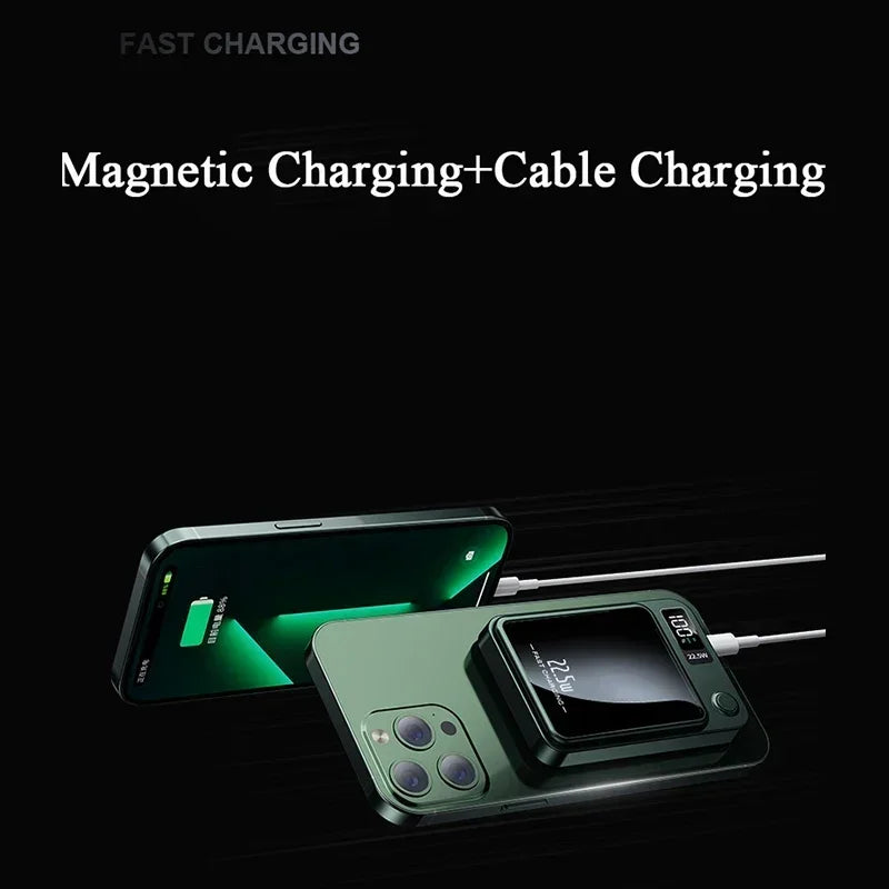 10000mah Portable Macsafe Magnetic Power Bank Fast Wireless Charger For iphone 12 13 14 Pro Max External Auxiliary Battery Pack