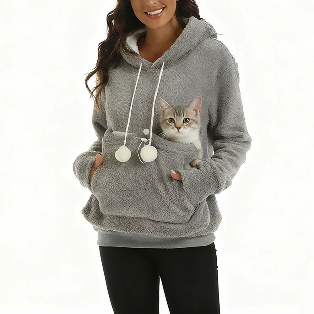 Cat Lovers Unisex Hooded Sweatshirt 2025 Autumn Cuddle Pouch Kangaroo Pet Pocket Pullover Paw Design Comfortable Dropshipping