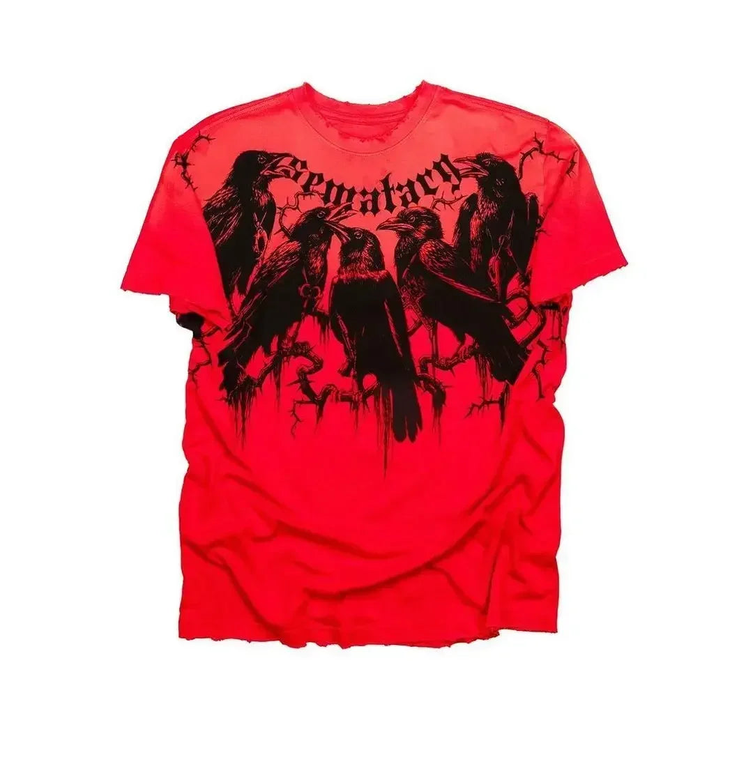 Men's T-shirt American Fashion Tops 90s Affliction Retro Red